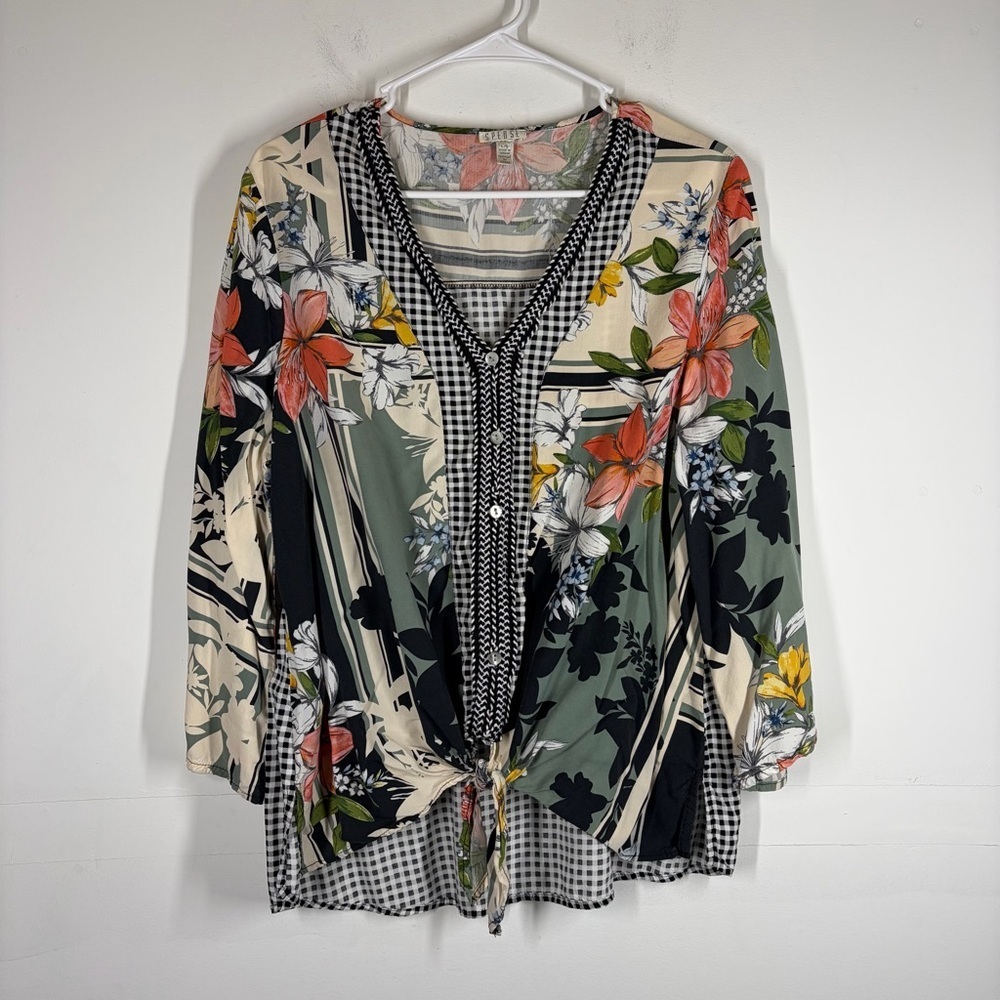 Spense Mixed Print Floral Blouse Size Large
